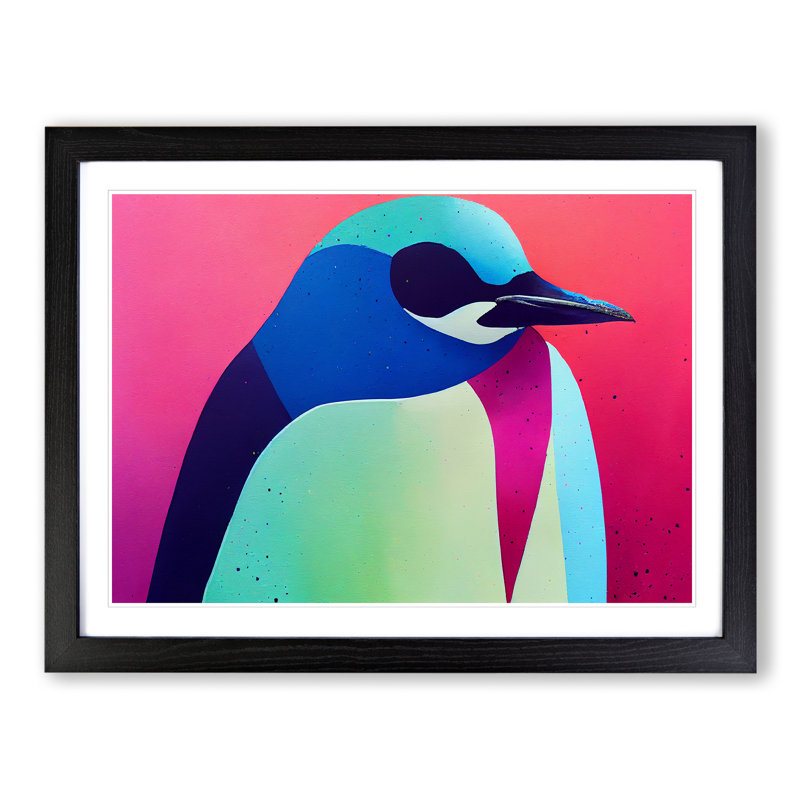 Abstract Penguin - Framed Print, Black, 46cm H x 64cm W x 2cm D