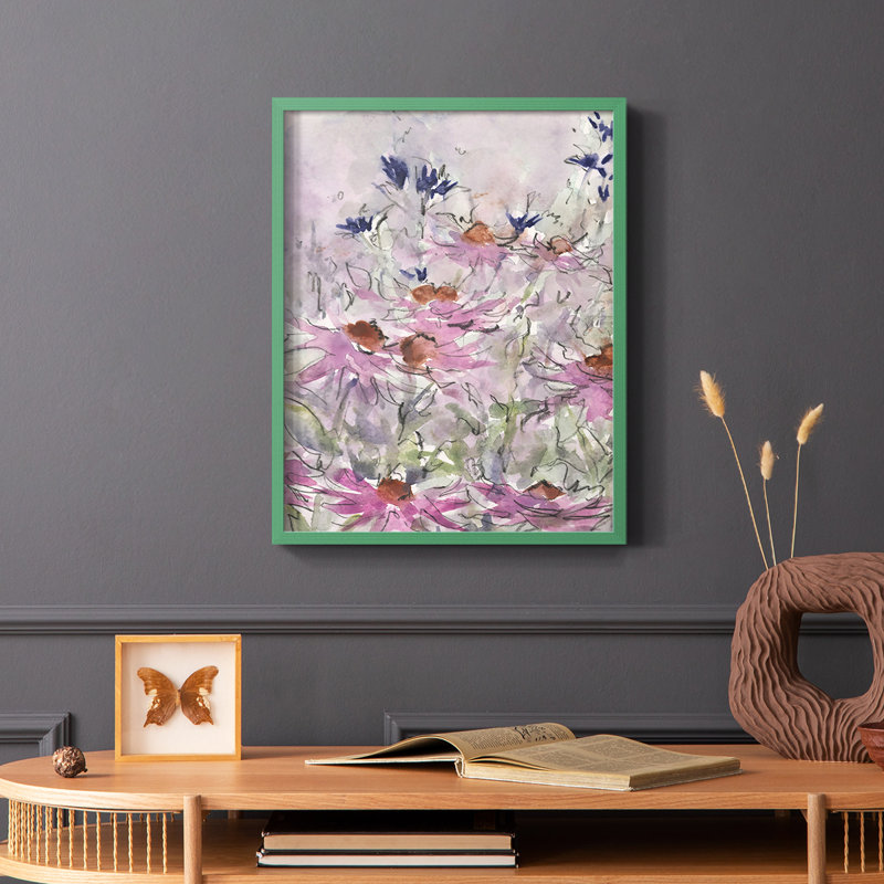 Reproduction encadrée de Floral Entertainment II - bois massif, H 10 po x l 8 po, Vert