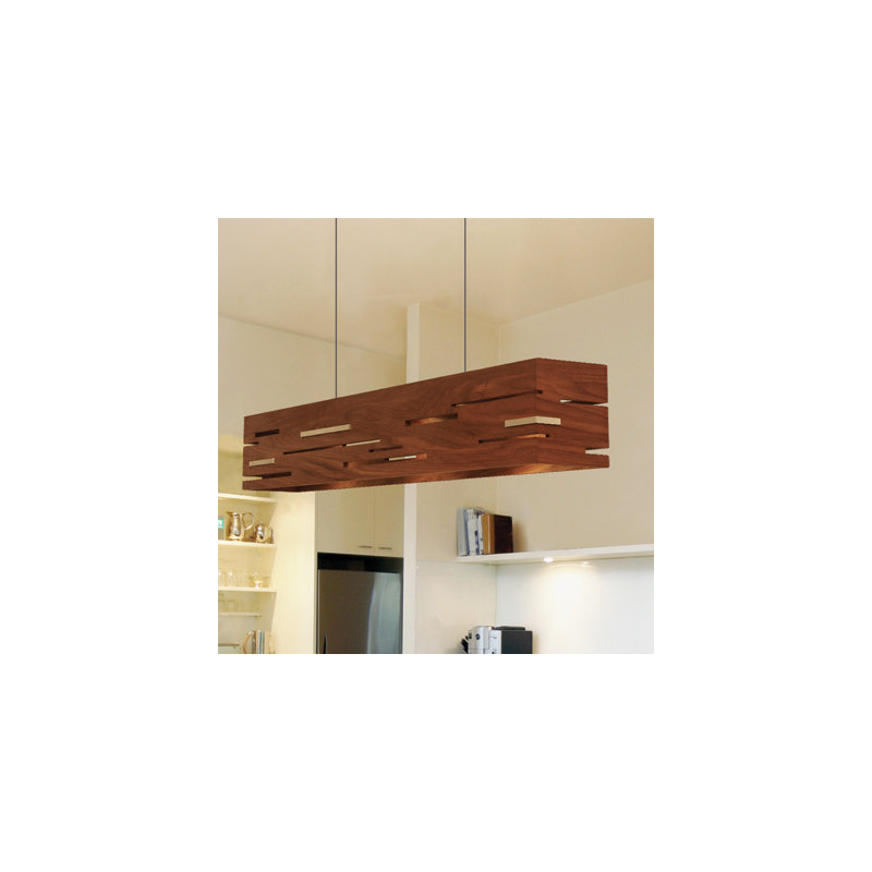 Aeris Linear LED Pendant - 2700K, 7.5" H x 54" W x 5" D, Black Anodized, Walnut