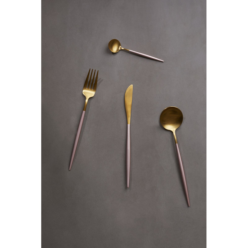 Laith 16 Piece Cutlery Set, Service for 4, Matte Gold