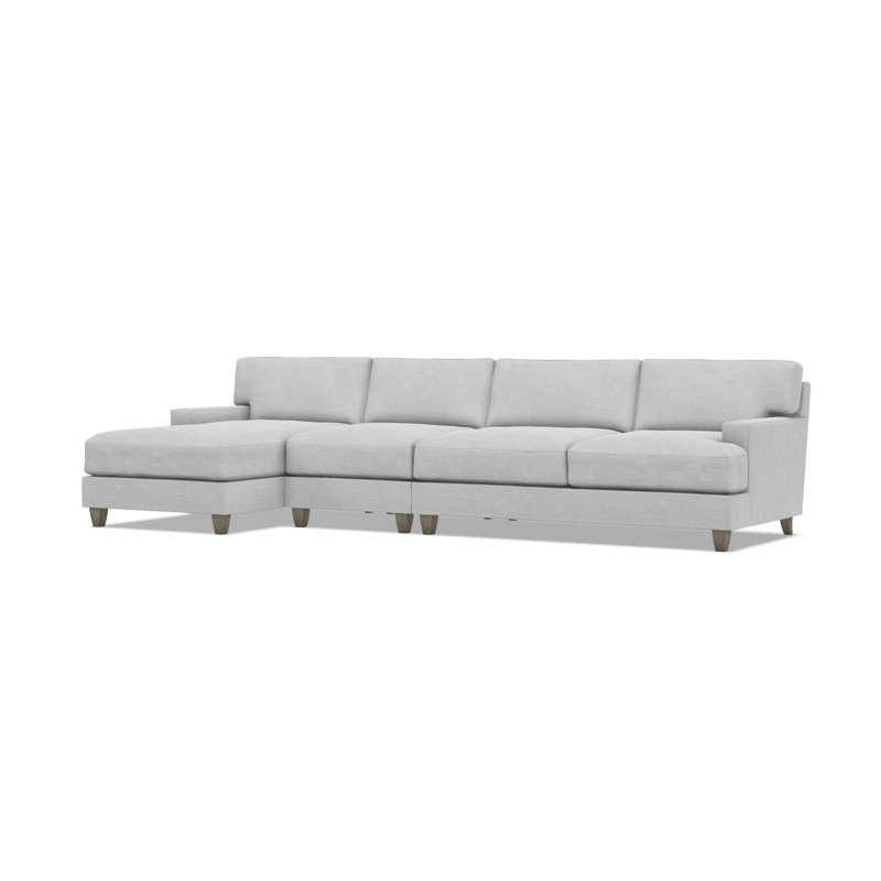 Mila 2-Piece Fabric Sectional, Left Hand Facing, Gray Polyester Blend, 33.5" H x 131" W x 61" D