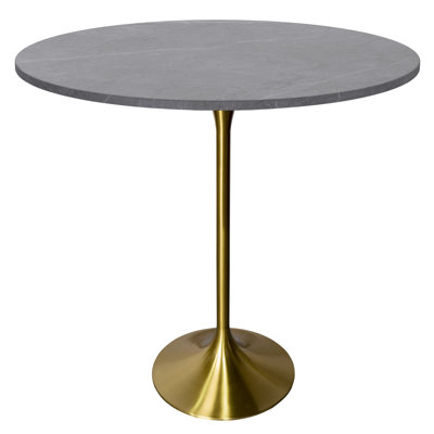 Heatherton 48" Round Bar Height Dining Table with Sintered Stone Top and Gold Stainless Steel Pedestal Base Kitchen Table Seats 2-6 Person