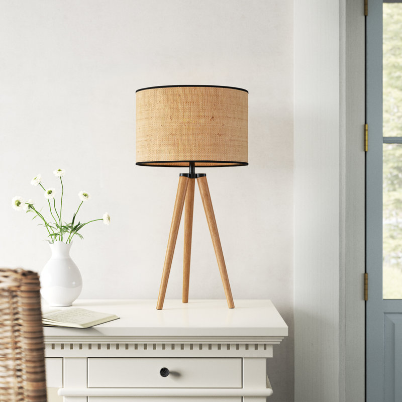 Kisa Wood Tripod Lamp, Black, Natural Wood