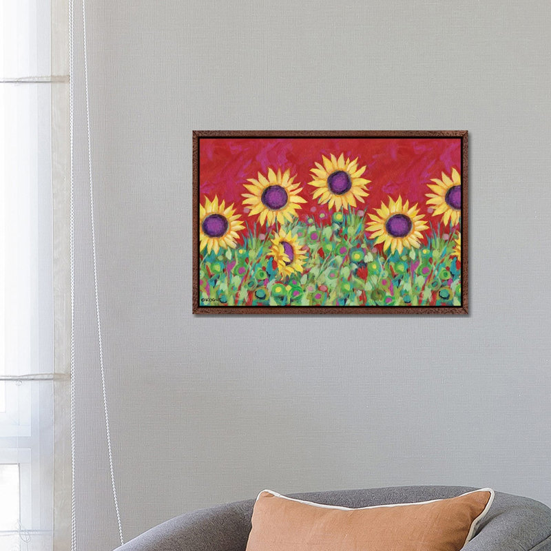 Floral XXIV by Teresa Kogut - Painting on Canvas, 45.72cm H x 66.04cm W x 3.81cm D, Classic Brown Wood Framed