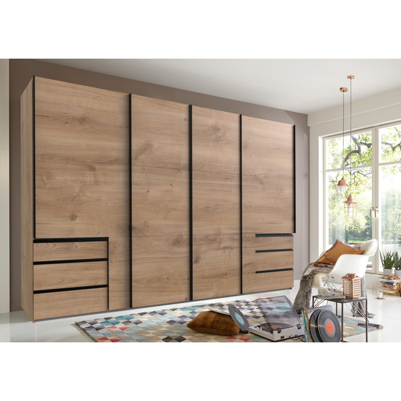 Guardino 4 Door Wardrobe, Plank Oak, 216cm H x 350cm W x 65cm D