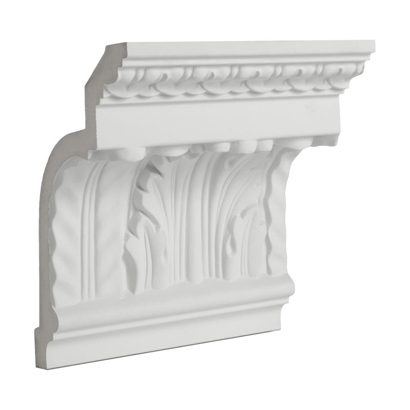 Primed White Polyurethane Crown Moulding Sample with Leaf Design