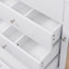 Meuble-lavabo de 60 po avec lavabo SMC, grande armoire de rangement moderne avec tiroirs à fermeture en douceur et portes en rotin, boutons en métal argenté et 5 pieds en pin, blanc-118024577