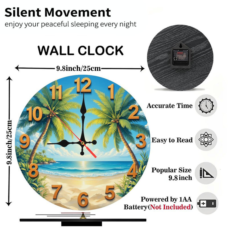 Horloge murale palmier tropical