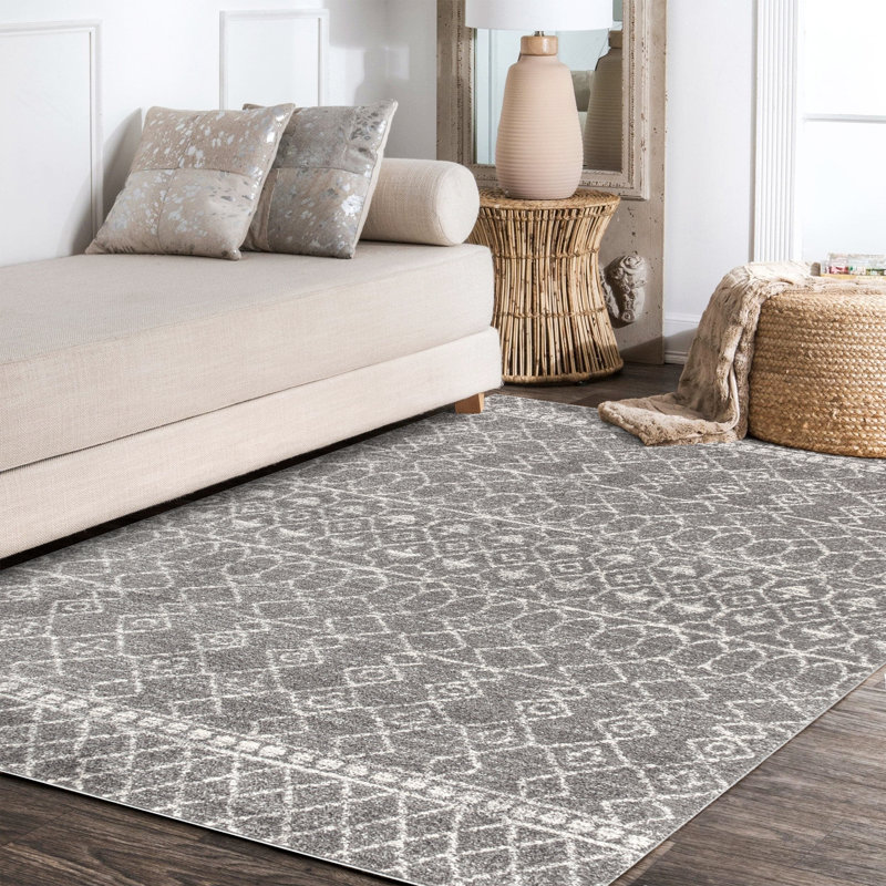 Bouton Moroccan Beni Souk Gray/Cream Rug, Rectangle 4' x 6'