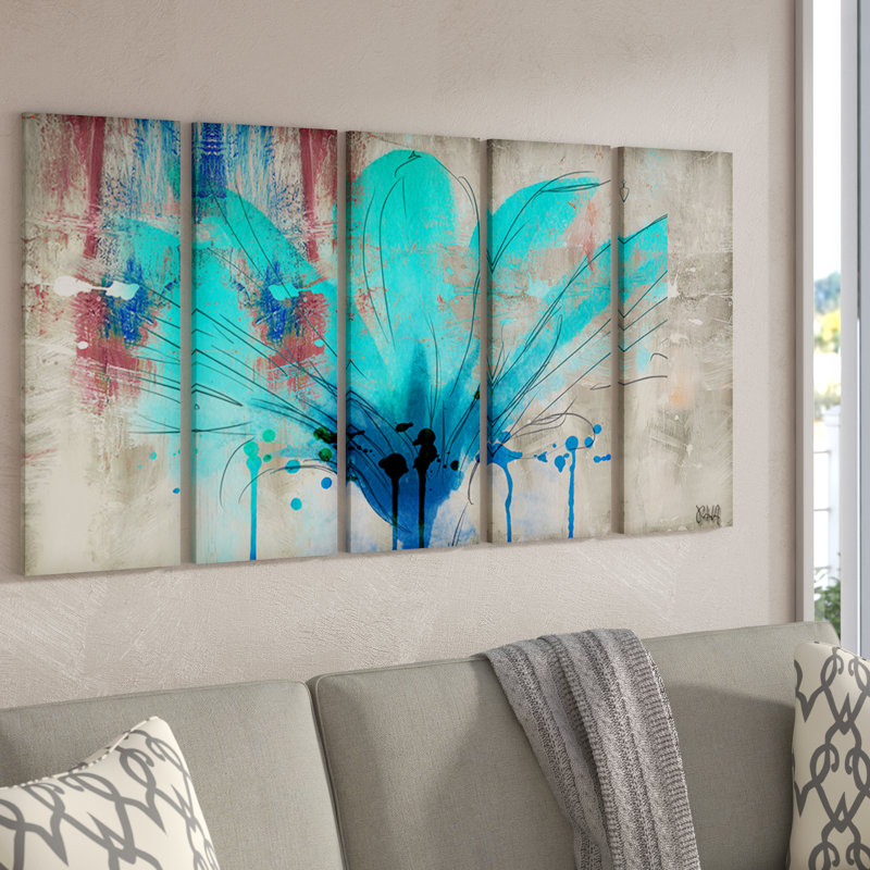 Ensemble de 5 reproductions d’art graphique sur toile tendue « Painted Petals LII » par Tristan Scott