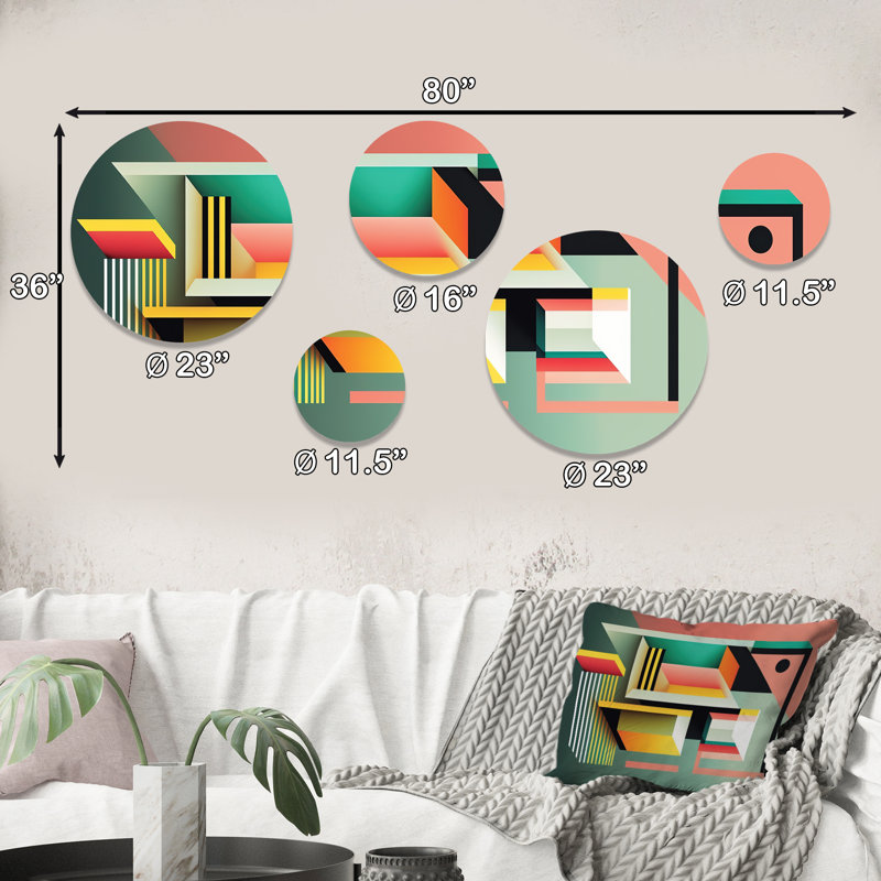 Retro Elementary Geometrics VI - Modern Geometric Metal Wall Décor