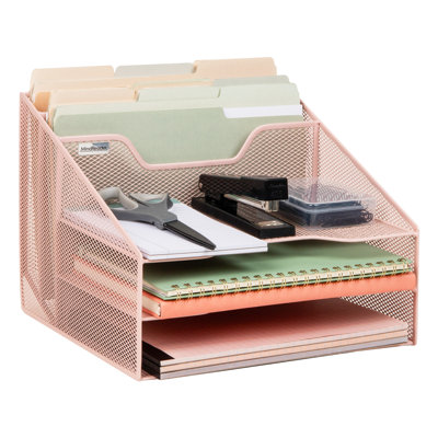  Organisateur de bureau, porte-classeur vertical, plateaux à papier, bureau, treillis métallique, L 12,5 po x l 11,5 po x H 9,5 po