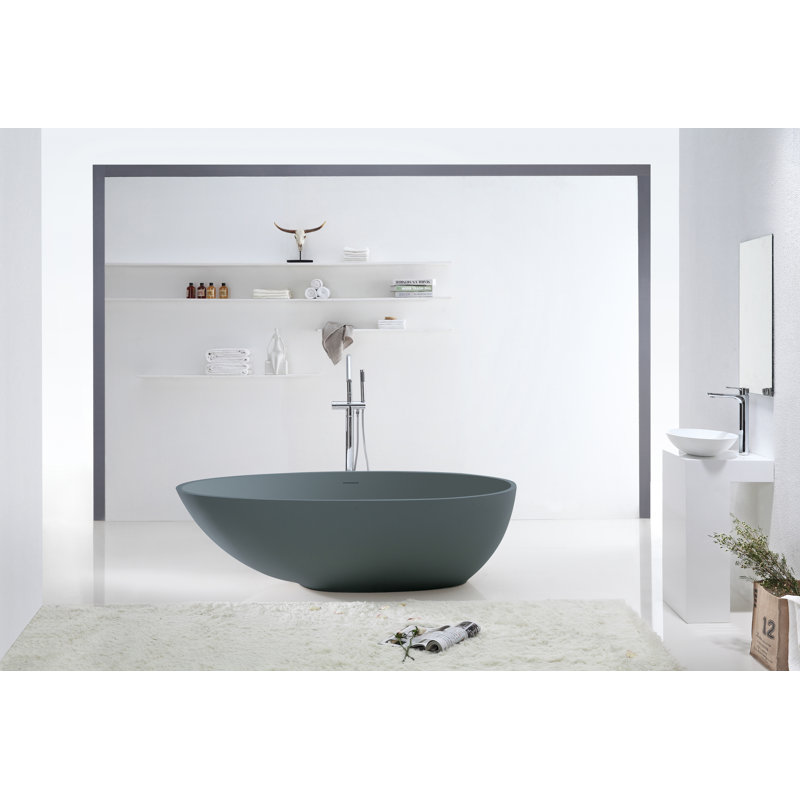 Baignoire autoportante 59 "x 33" à surface solide 59 po., Bleu gris