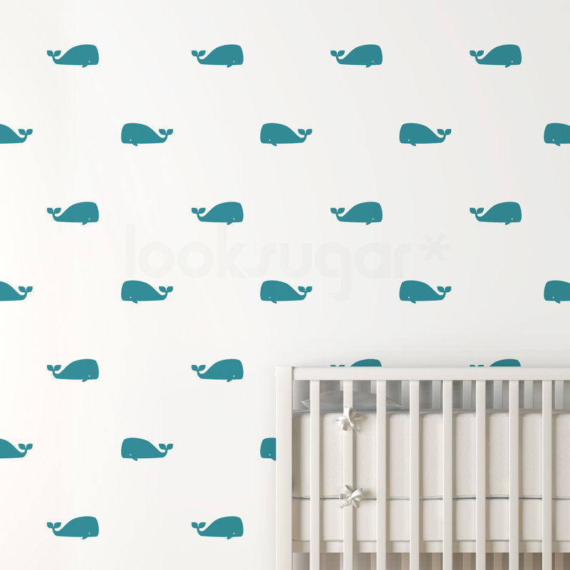 Décalcomanie murale baleine, Bleu turquoise