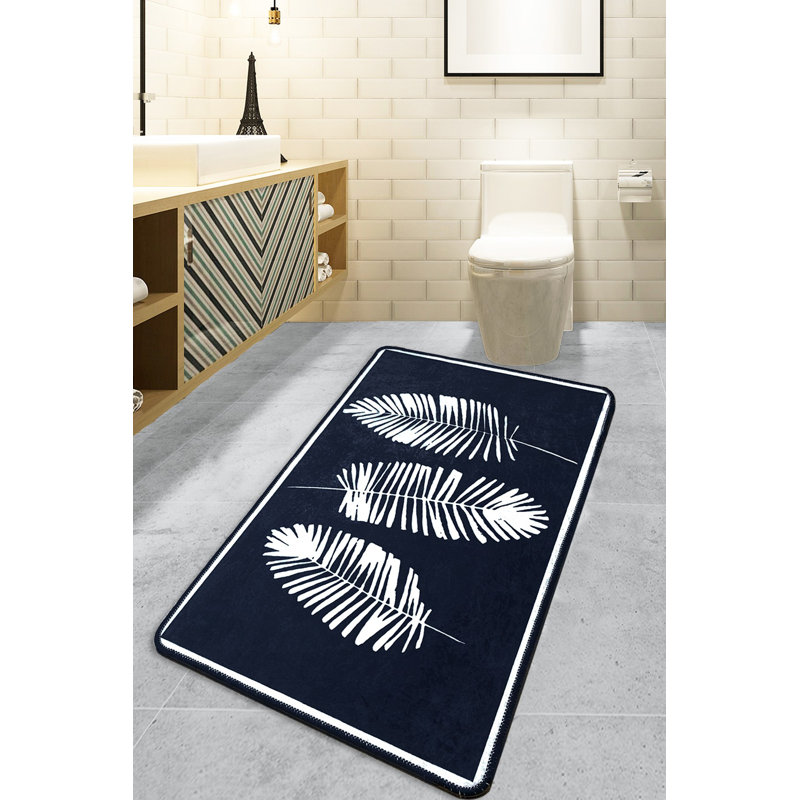 Antibacterial Bathmat, Black, 27.6 x 47.2 inches | 100% Polyester, 0.4-inch Pile Height | Non-Slip Underside, Machine Washable at 86°F | Perfect for Bathroom, Soft and Durable, Easy to Clean