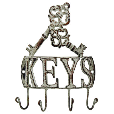 Metal Wall Organizer with Key Hooks