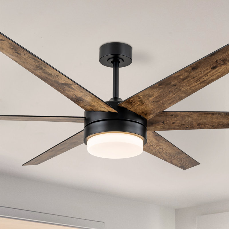 Ventilateur de plafond CC à 6 pales de 70 po avec 3 lumières à intensité variable et télécommande Chamlee