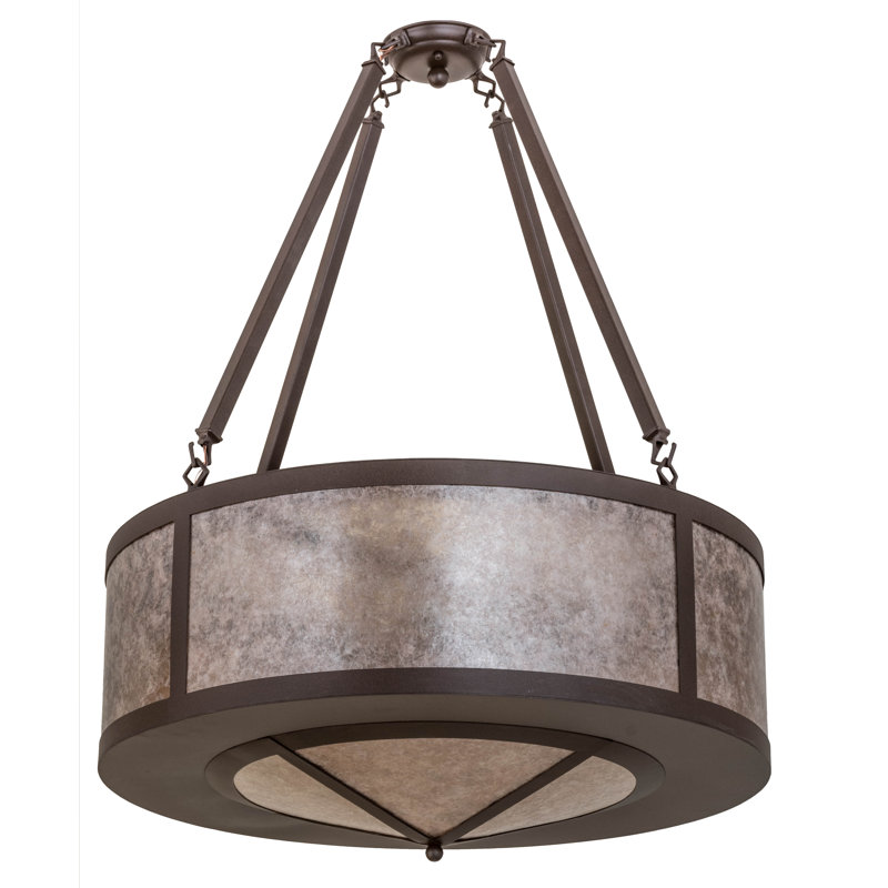 Cafe Noir Silver Mica 4-Light Drum Pendant for Indoor/Outdoor
