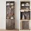 Arbre d'entrée autoportant avec rangement pour chaussures, 5 crochets et 2 casiers ouverts, portemanteau pour vestibule, vestibule, salon - blanc et brun foncé-1217332604