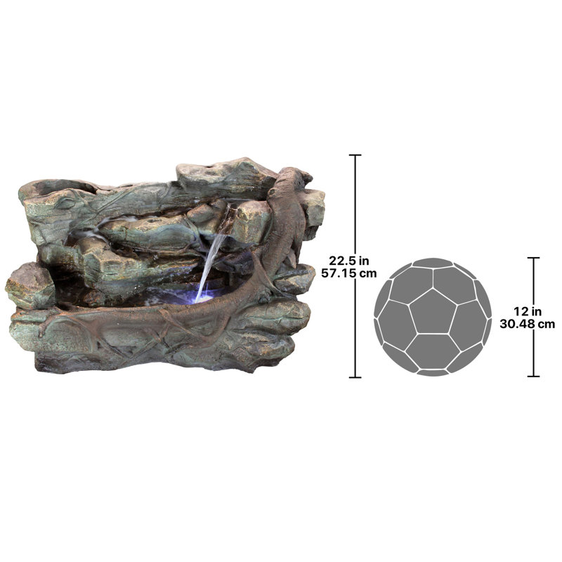 Handcrafted Outdoor Weather Resistant Floor Fountain with Lights