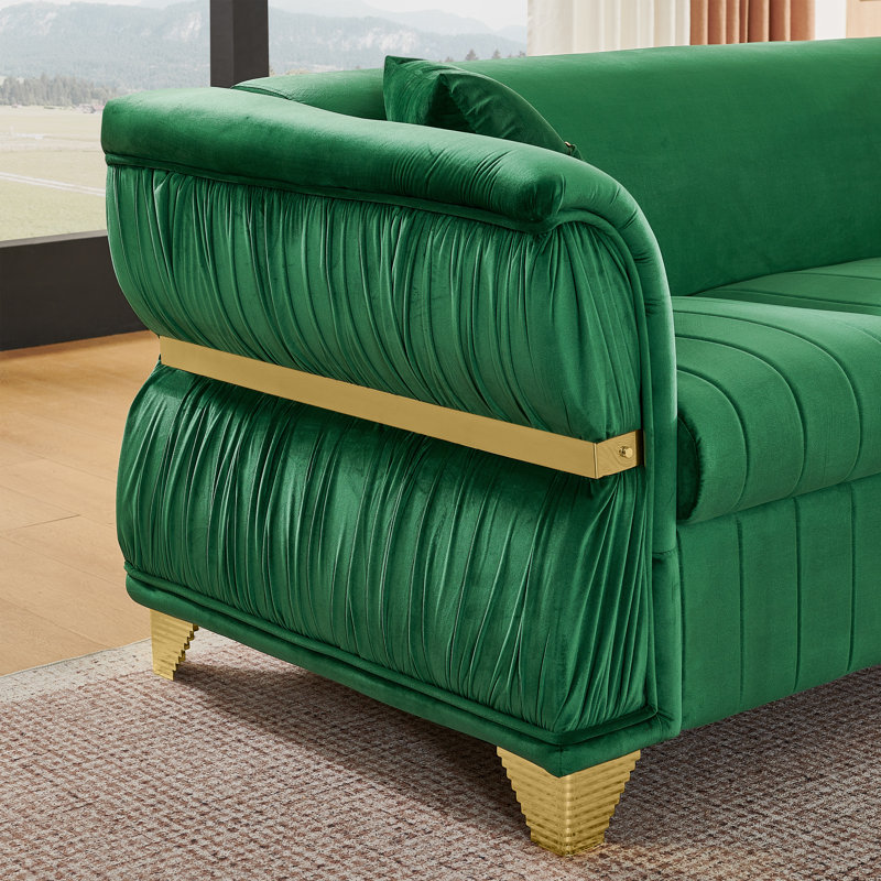 Causeuse moderne en velours de 61,8 po Modern