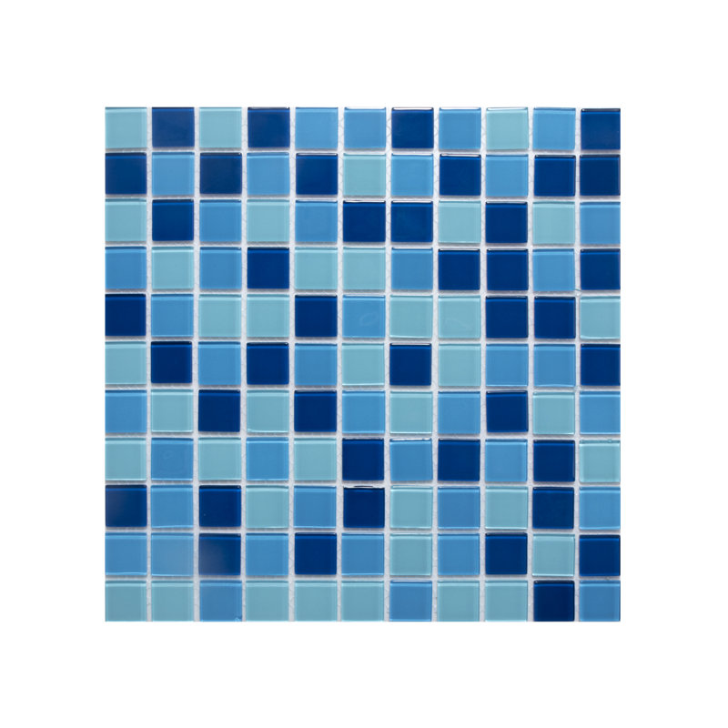 1" x 1" Straight Edge Glass Mosaic Tile, Shades of Blue