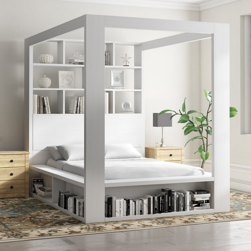 Reba European Kingsize (160 x 200cm) Canopy Bed, White