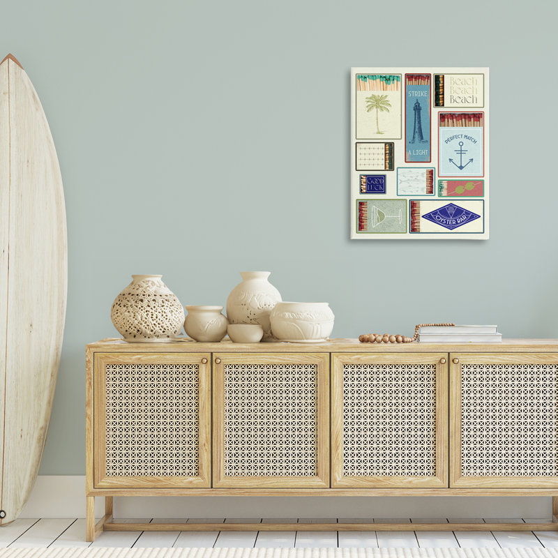 Toile de boîtes d'allumettes thème nautique, design par Lil 'Rue, H 30 po x l 24 po