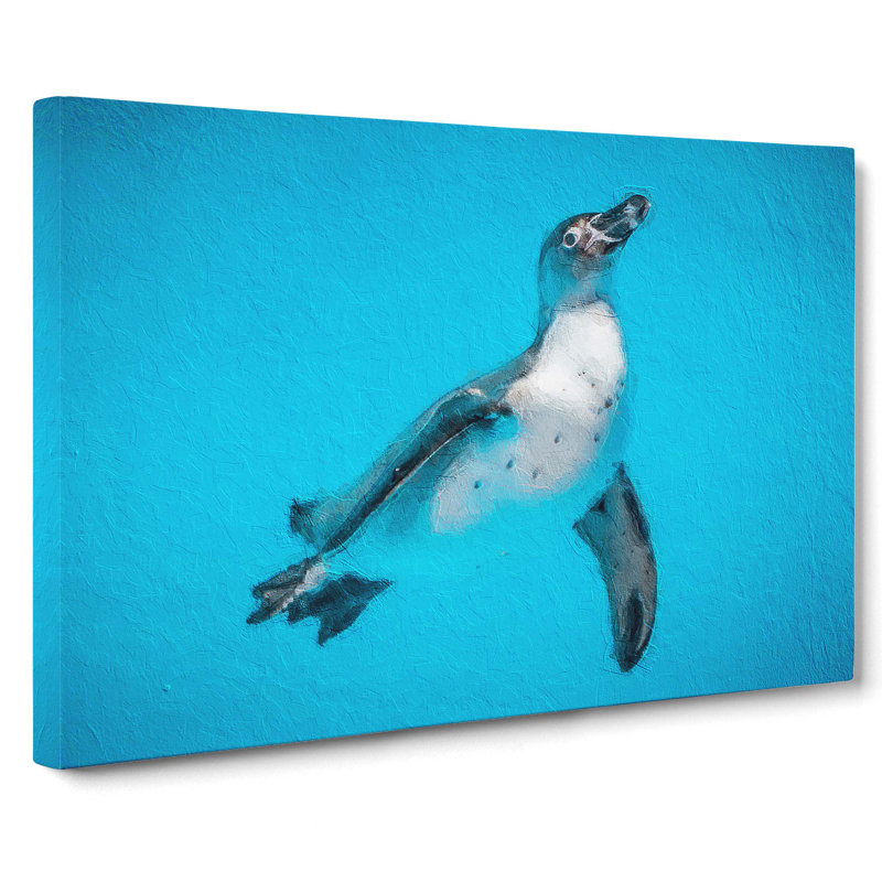 Swimming Penguin - Wrapped Canvas, 35cm H x 50cm W x 3cm D