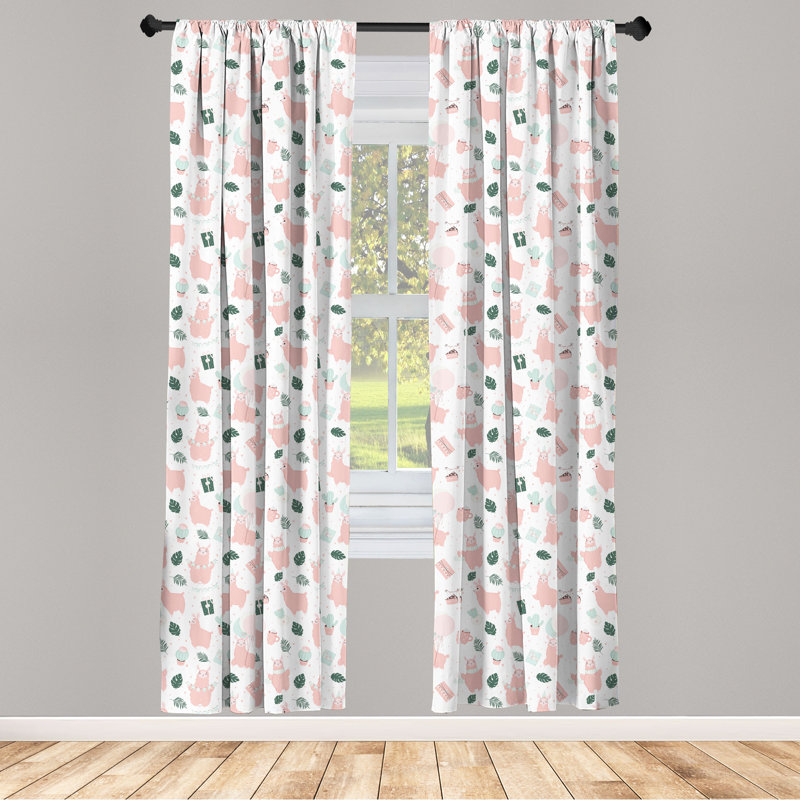 Rideaux à 4 panneaux East Urban Home Llama, L 56 po x L 95 po