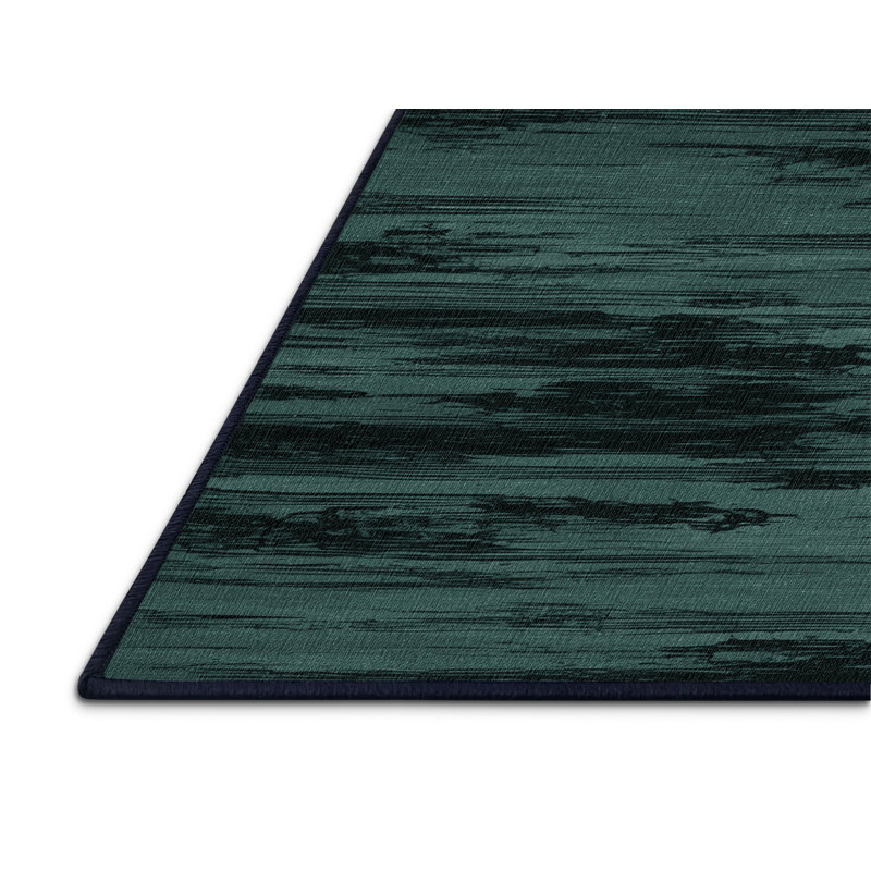 Tapis bleu abstrait lavable à la machine, Carré 5 pi