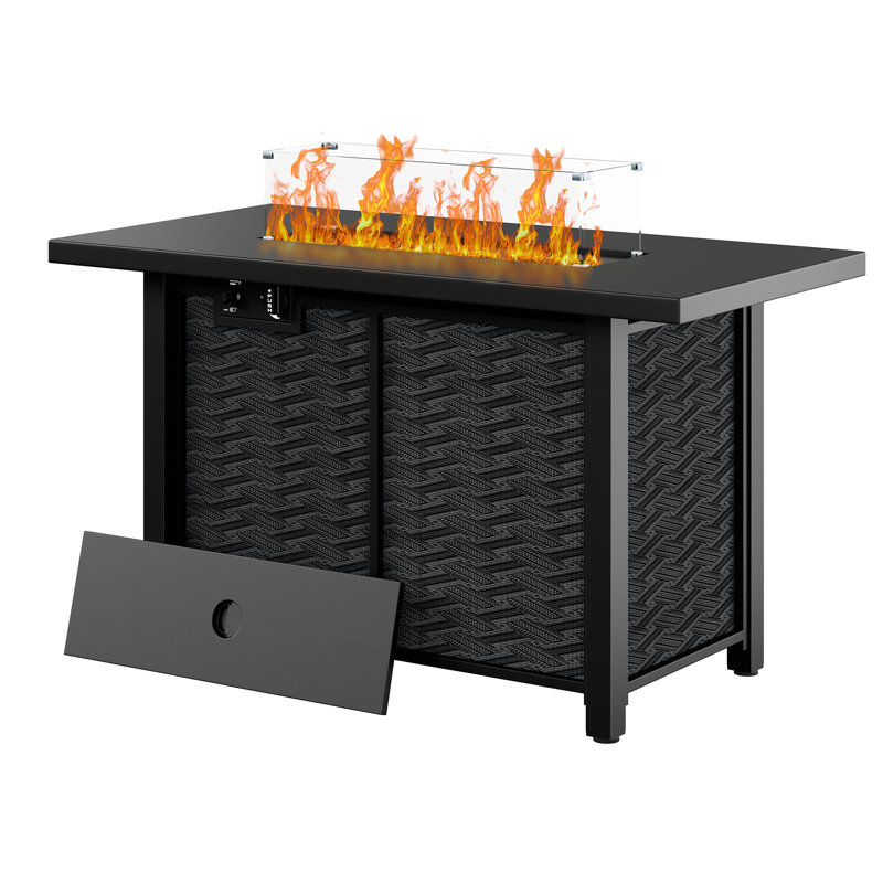 43" Outdoor Propane Fire Pit Table with Lava Rocks