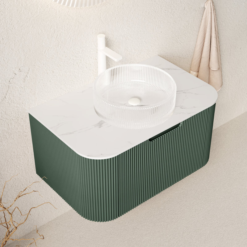 Lavabo de salle de bain 36 po, Vert, L 36 po, Blanc