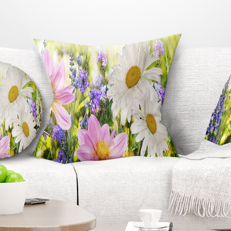 Coussin à fleurs sauvages, 16 po x 1 po
