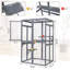 Catio en bois, enclos pour chat extérieur, maisonnette pour chat avec plateformes, planche de soleil, hamac, porte, cage de chaton, gris