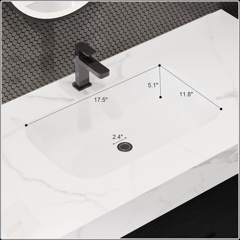 Meuble-lavabo de salle de bain avec lavabo en céramique, conception flottante, armoire de rangement murale avec tiroirs et espaces, style moderne avec poignées en métal