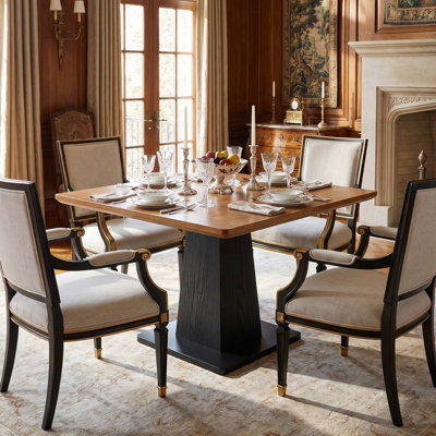 Farmhouse Wood Square Dining Table with Pedestal Base