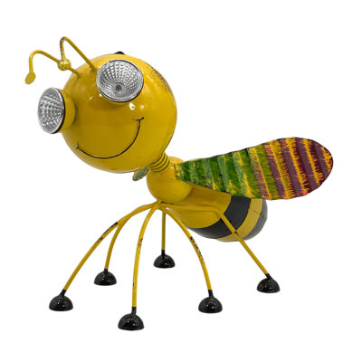 Statue de jardin en métal à abeille solaire L 11 po