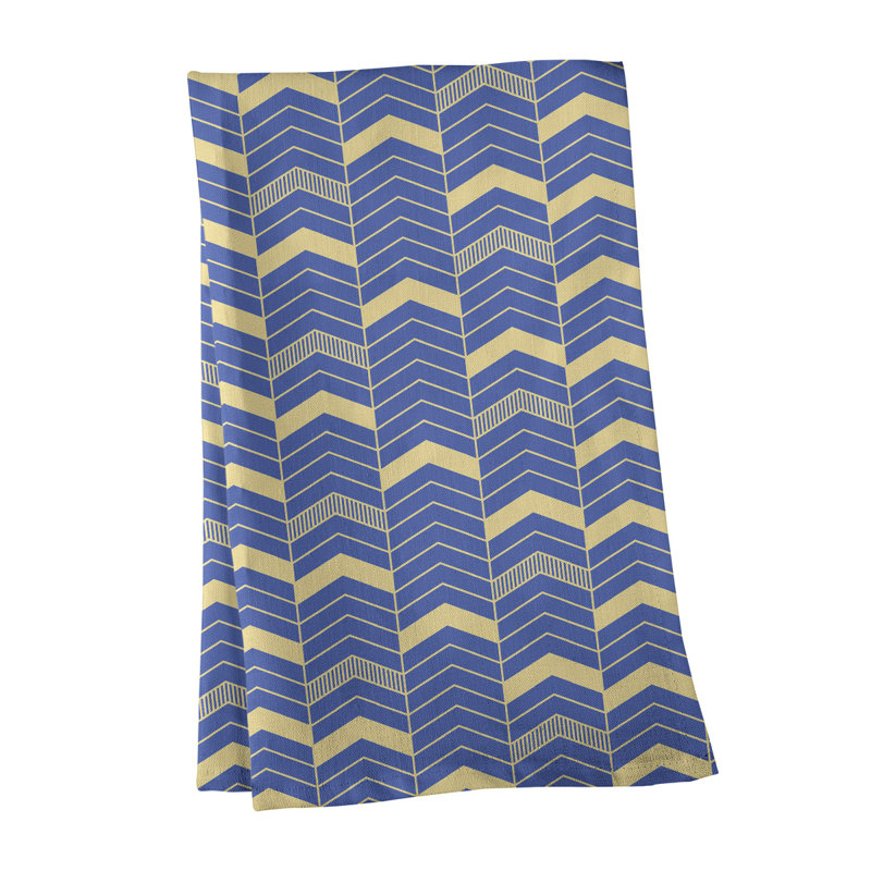 Stephenie Tea Towel Kitchen Towel, Royal Blue/Yellow, Poly Twill