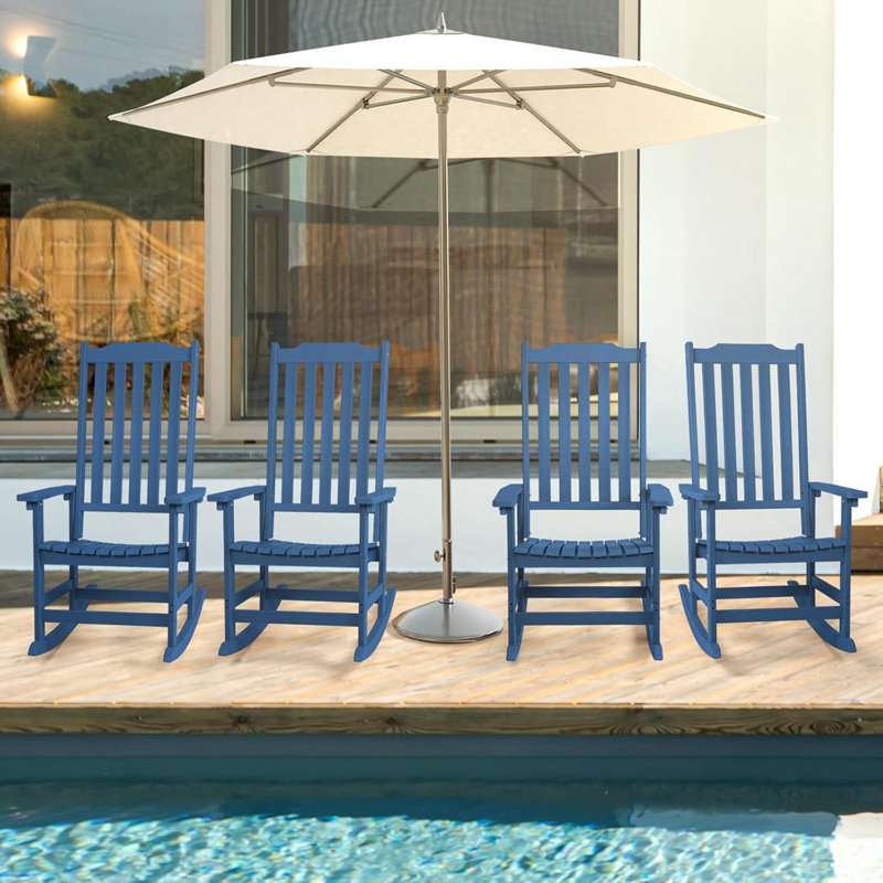 Chaise berçante d'extérieur Bertsche, Bleu, 4