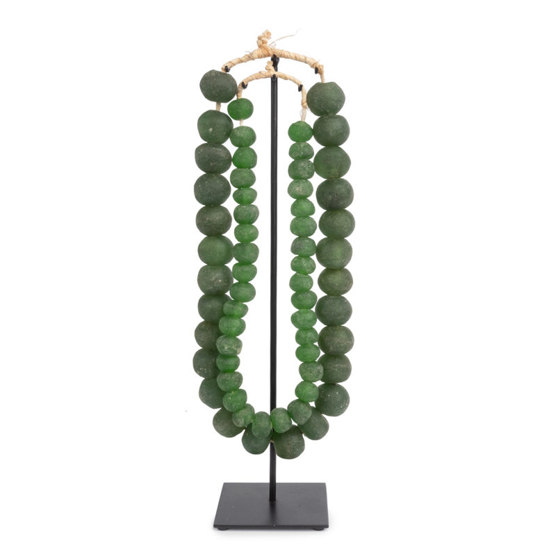 Double Glass Beads Sculpture, Green