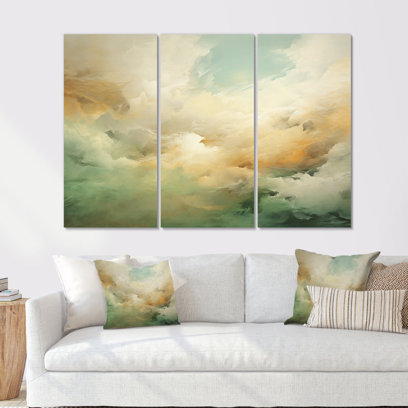 Ensemble de salon mural Elegant Sky Whispers II, Toile tendue, H 32 po x l 48 po x P 1 po