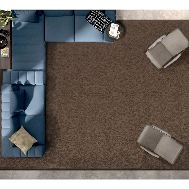 Wool Oriental Area Rug in Brown, Rectangle 8' x 10'