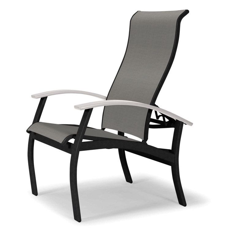 Chaise de patio Askar, Blanc, Alliage Sunbrella®, Noir texturé