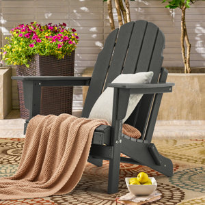 Outdoor Adirondack Chair, Polywood Weather Resistant Chair, Fire Pit Chairs, Gray