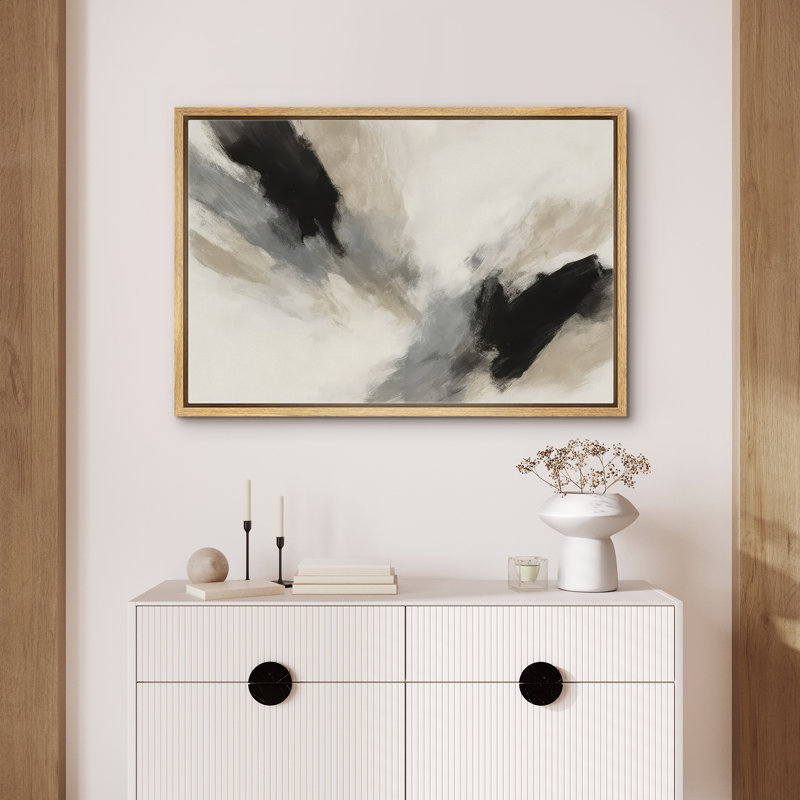 «Black and Neutral Abstract with Soft Motion Effect», reproduction d'art sur toile encadrée, H 24 po x l 36 po x P 1,5 po