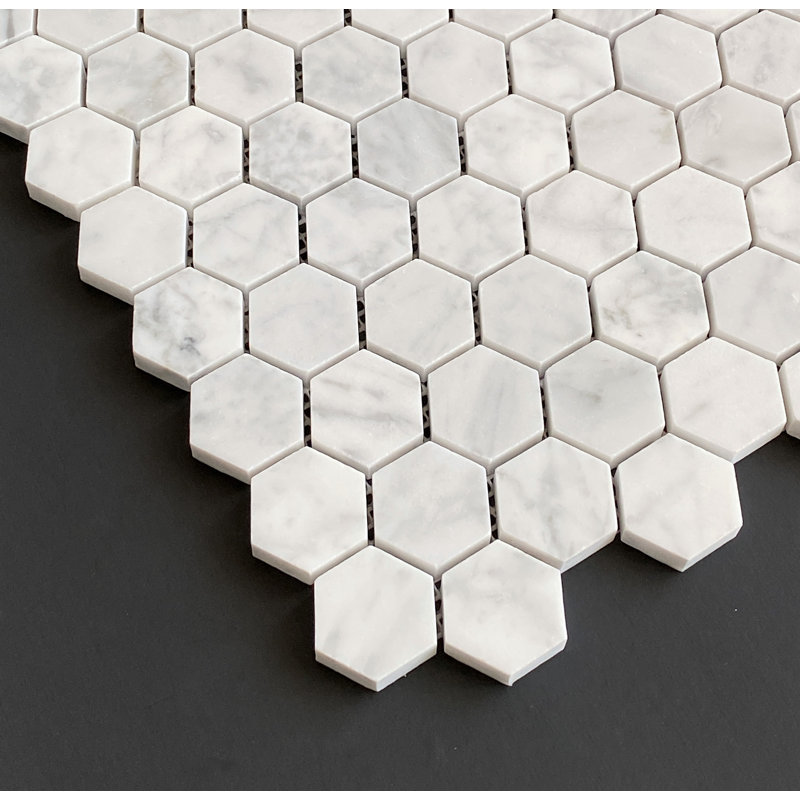 Carreau de mosaïque en marbre et mur de marbre 1,25 "x 1,25", Carrare blanc
