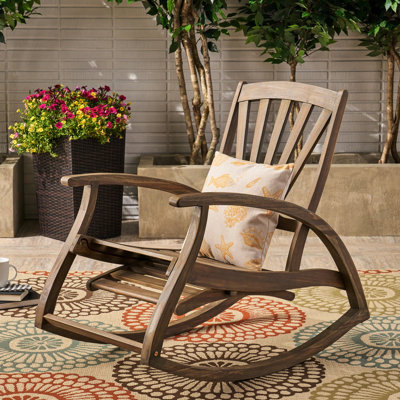 Wood Rocker Chair In Grey With Weather Resistance And Footrest Feature Rocking Lounge Strong