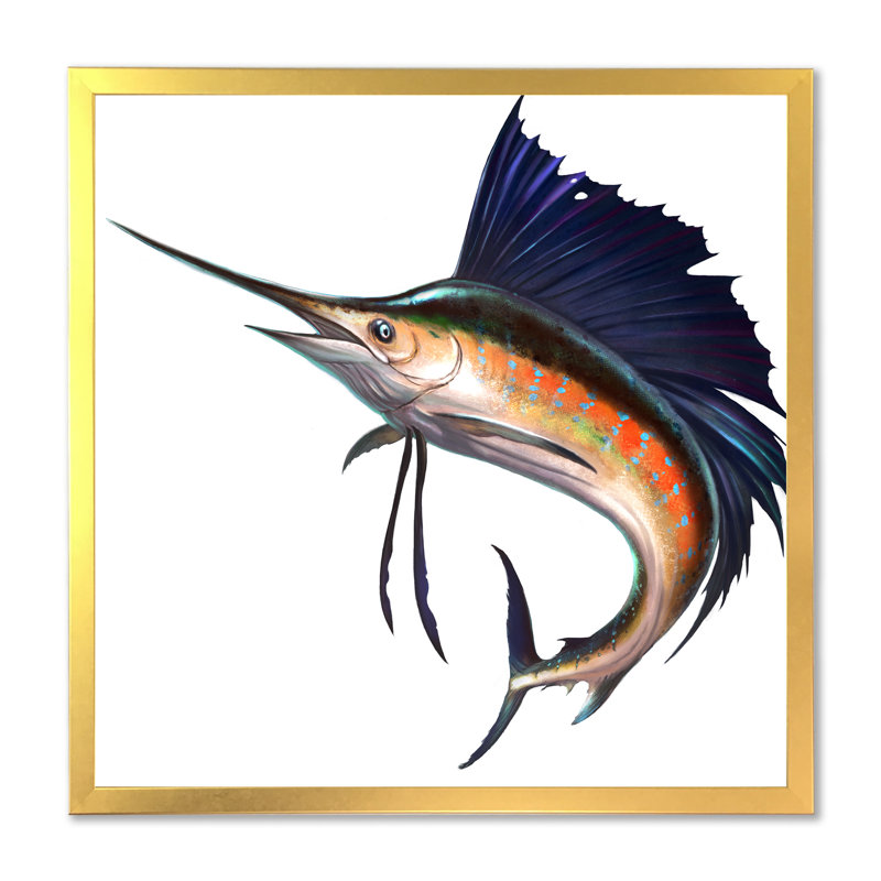 Sailfish In The Ocean II " Sailfish In The Ocean II " Painting Print, Gold Picture Frame, 30" H x 30" W
