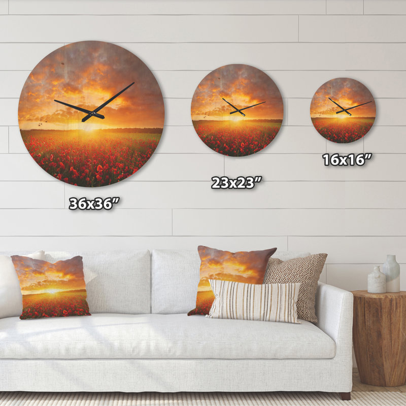 Horloge murale Poppy Field, Grand